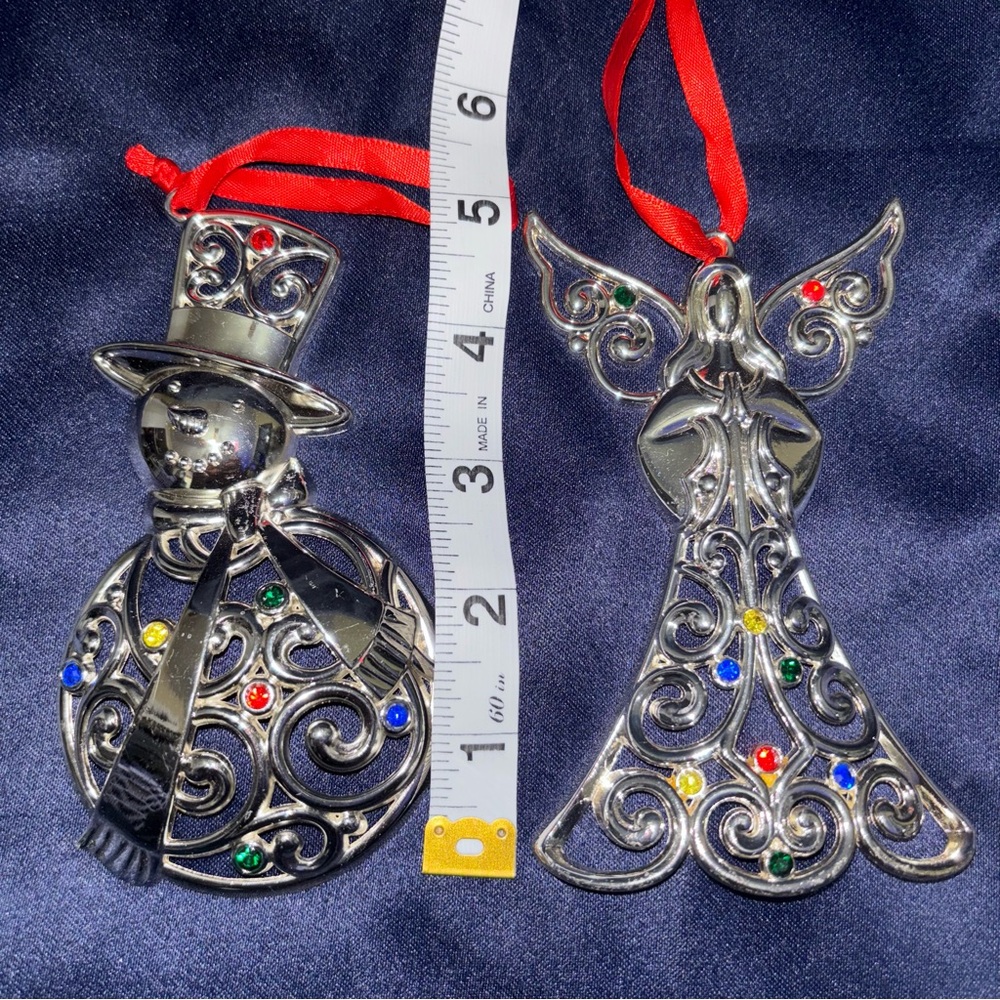 Lenox Sparkle and Scroll Multi-Crystal Silver-plated Ornaments Lot Of 5 - Picture 5 of 9